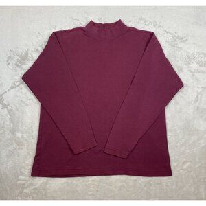 Northern Reflections Maroon Mock Neck Long Sleeve Top Womens Size Large Cotton